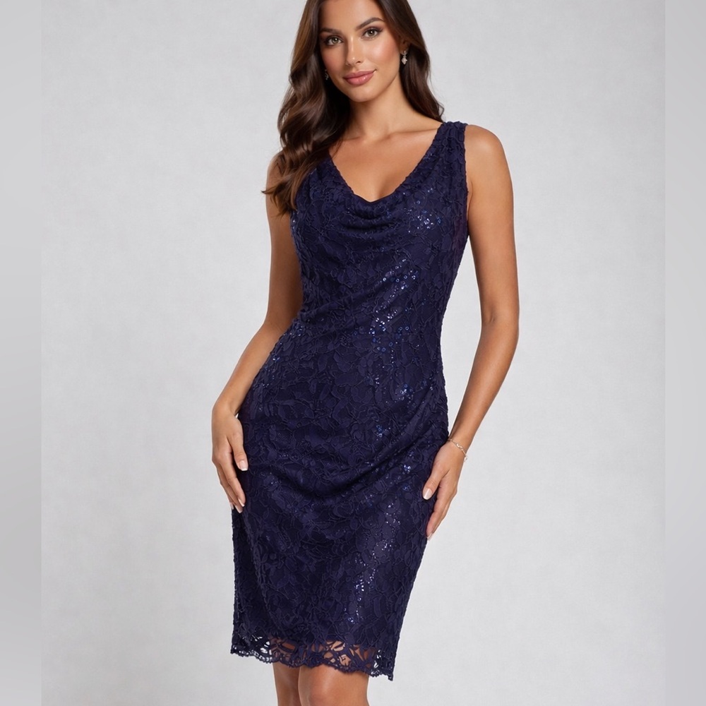 LIKE NEW & Gorgeous! Ralph Lauren Midnight Blue Lace Dress